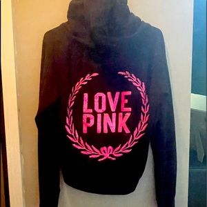 Pink Victoria’s Secret bling vintage full zip logo sequin hoodie